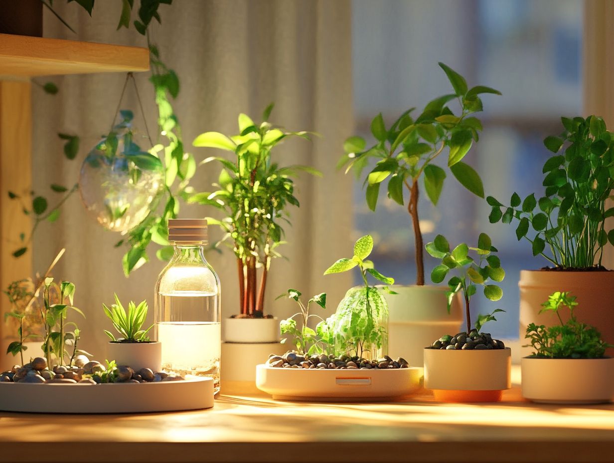 Colorful watering globes for plant care