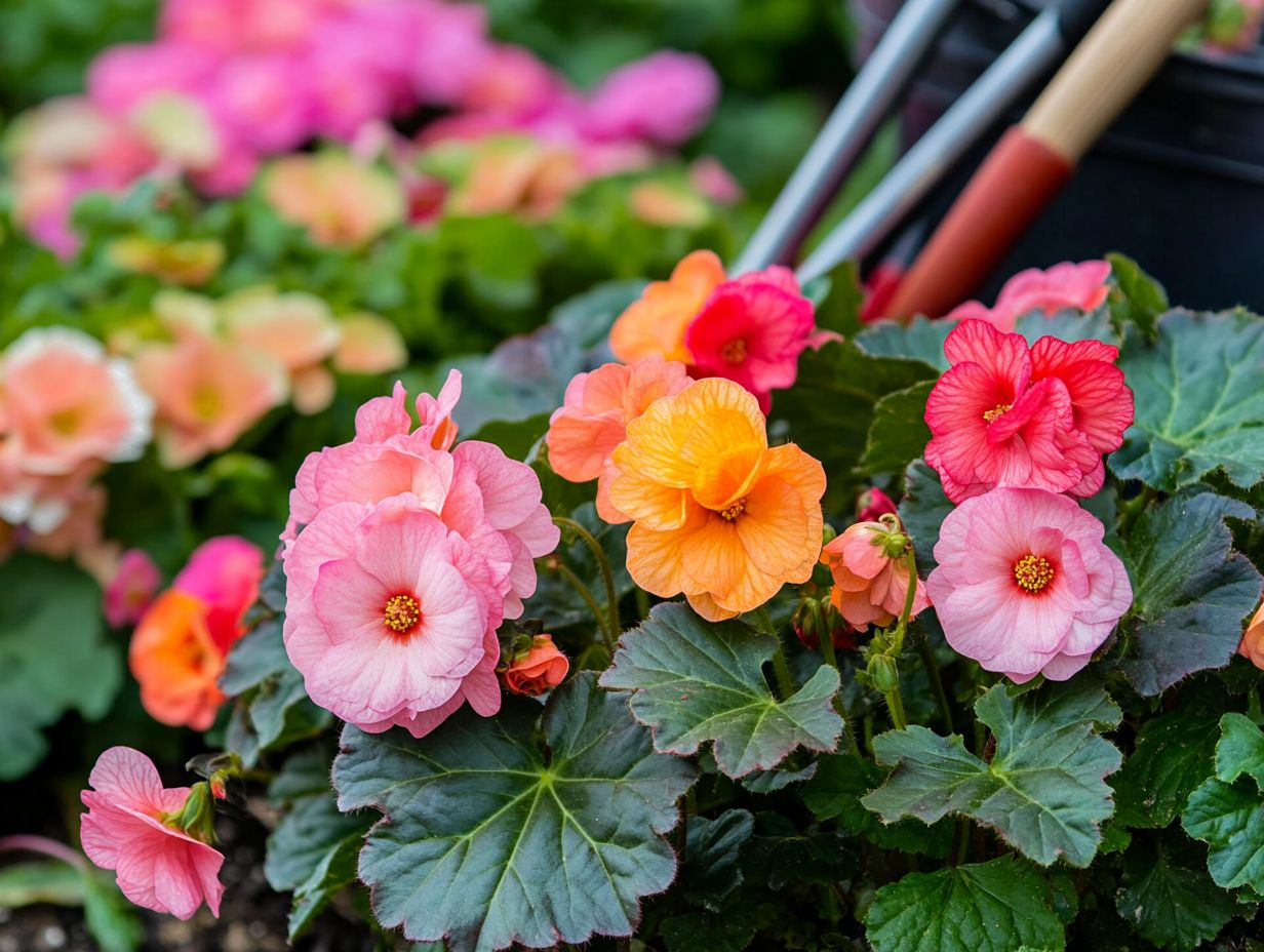 A beautiful display of healthy begonias showing vibrant colors.