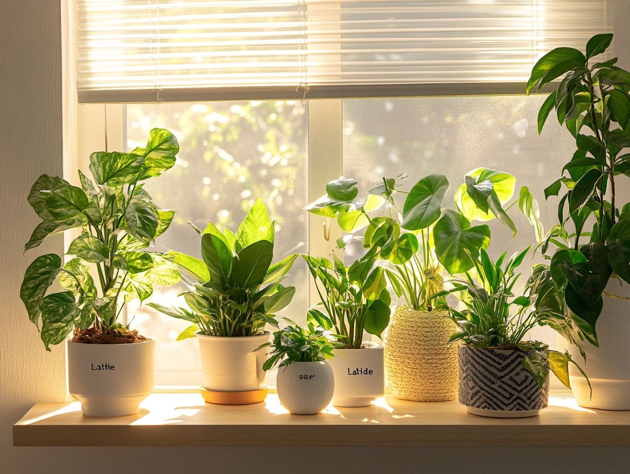 Illustration showing different light types for house plants