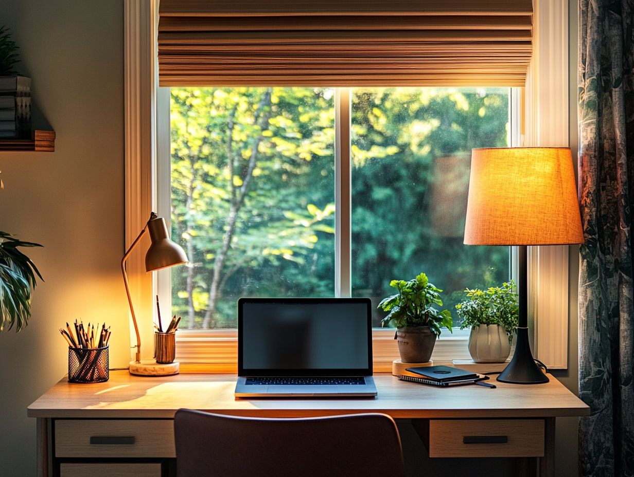 Infographic on choosing the right lighting for home offices, highlighting essential factors.