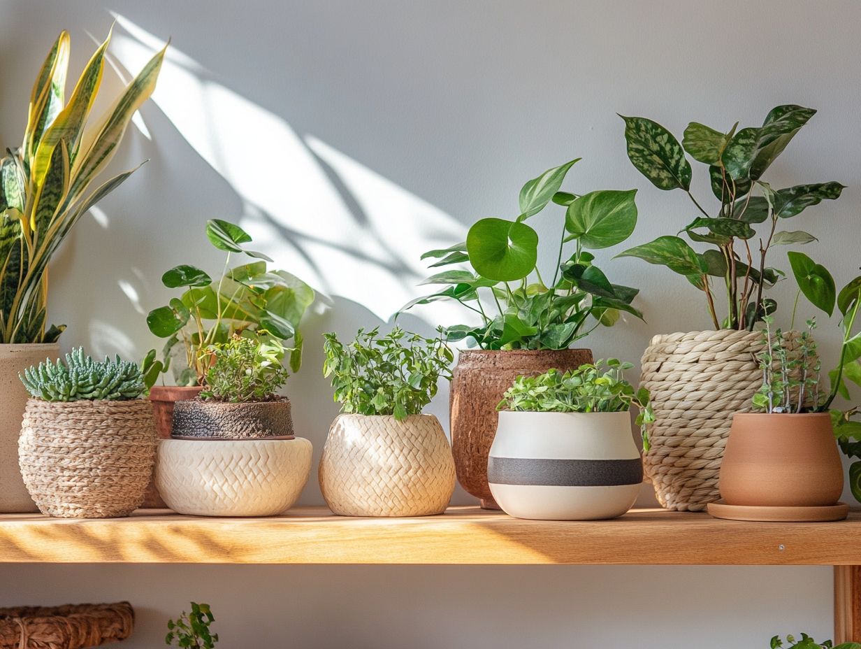 Decorative wooden planter with lush indoor plants