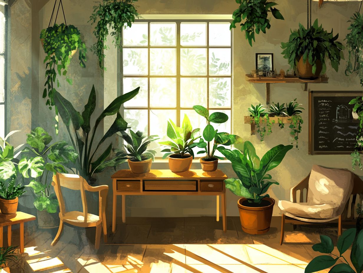 Indoor plants enhancing a cozy atmosphere