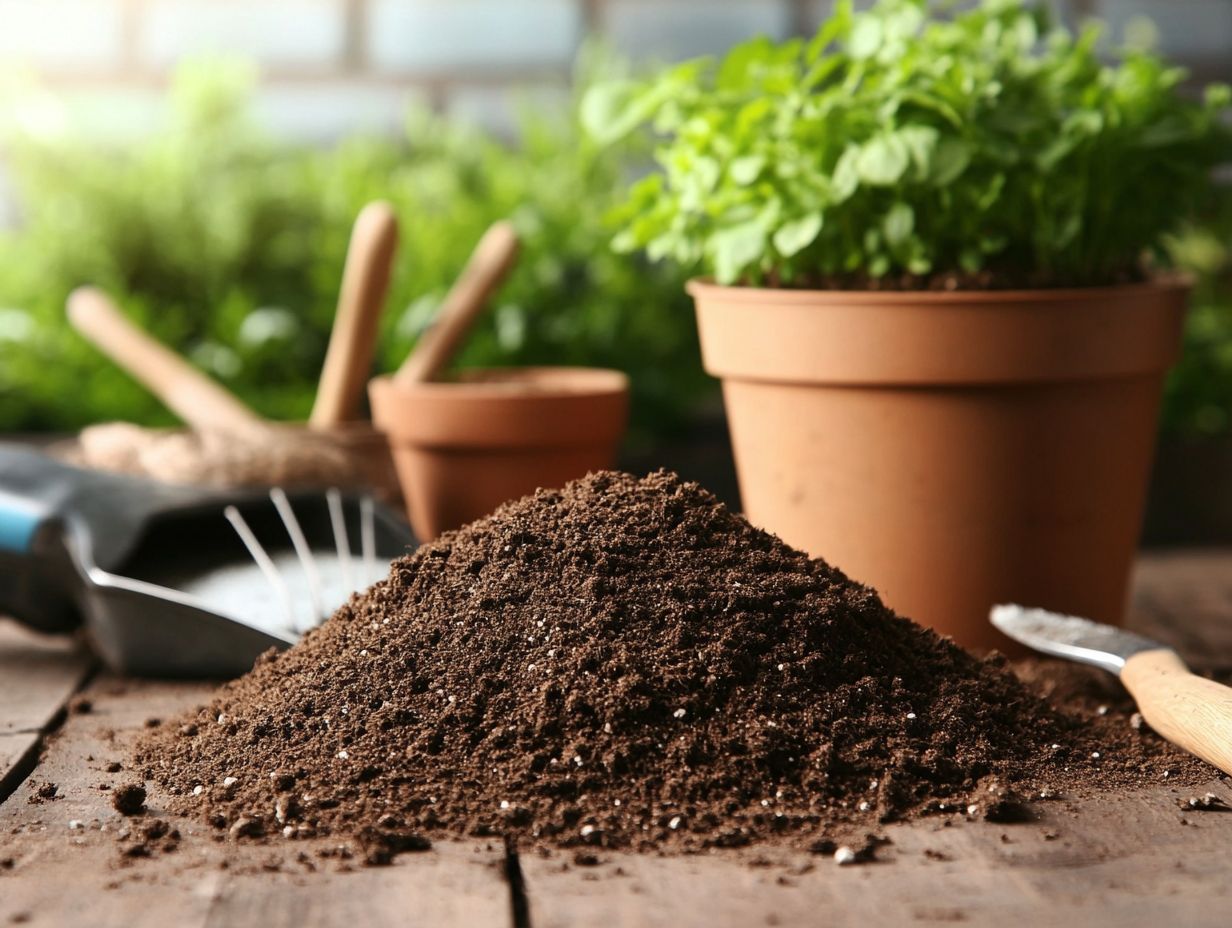 Illustration of the key components for creating the perfect indoor plant soil mix.