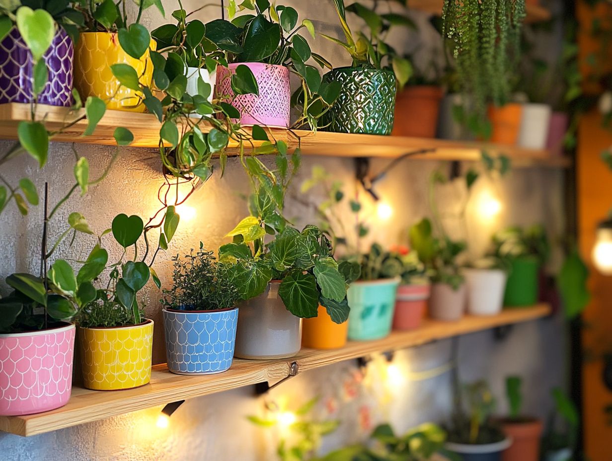 A DIY hanging plant shelf showcasing indoor plants