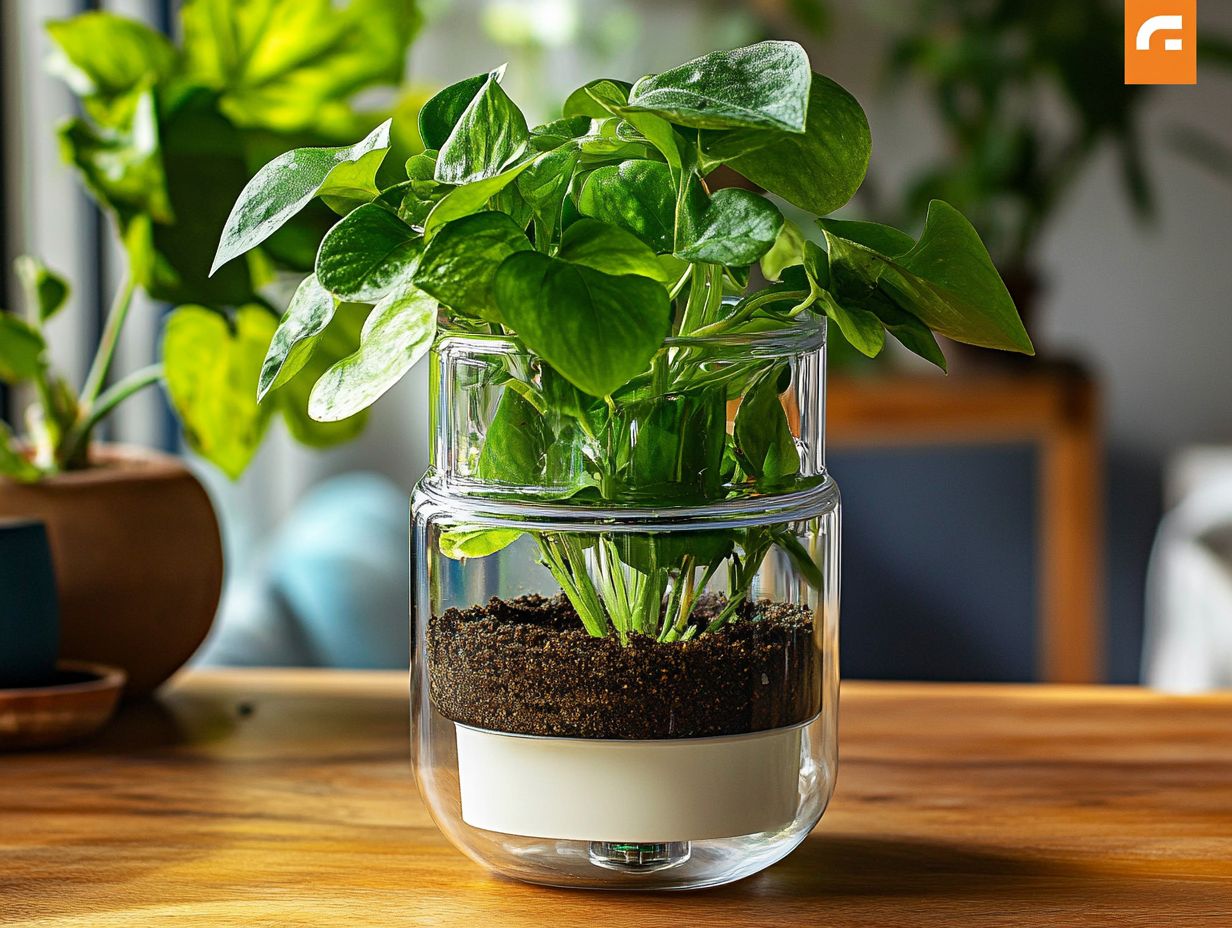 Example of DIY self-watering system for houseplants.