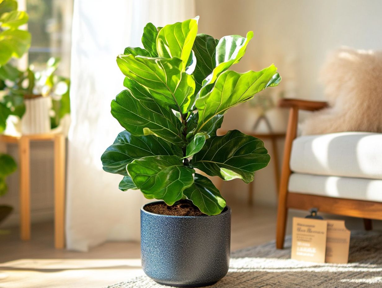 Beautiful fiddle-leaf fig plant showcasing its stunning foliage.