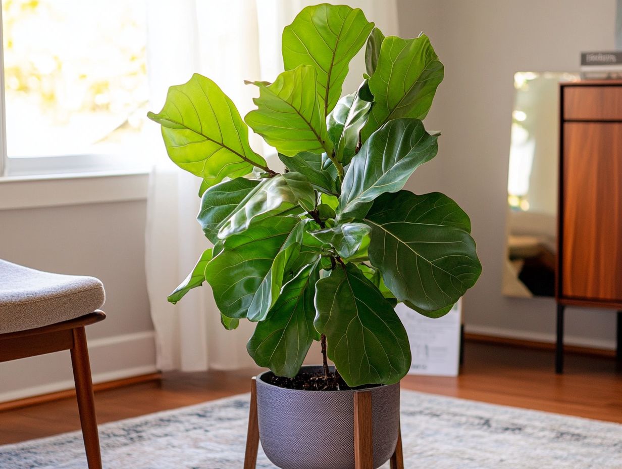 Beautiful fiddle-leaf fig plant showcasing its stunning foliage.