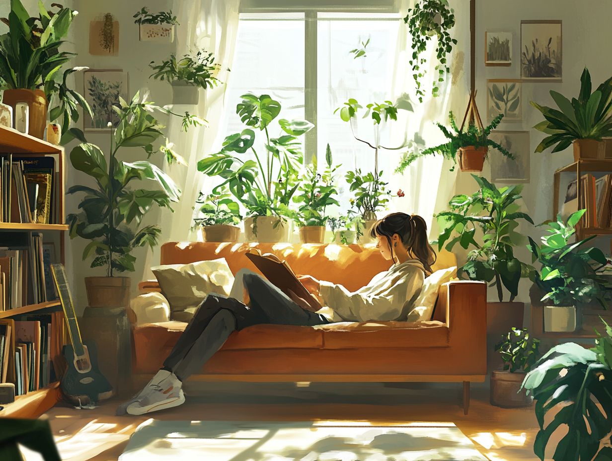 Indoor plants improving air quality in a home environment