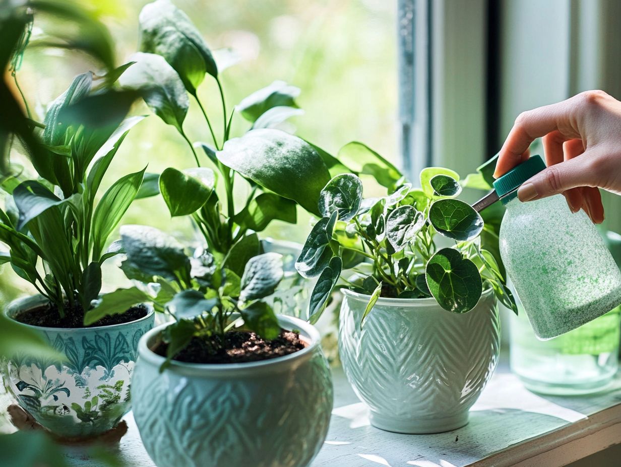 An array of fertilizers displayed for houseplants