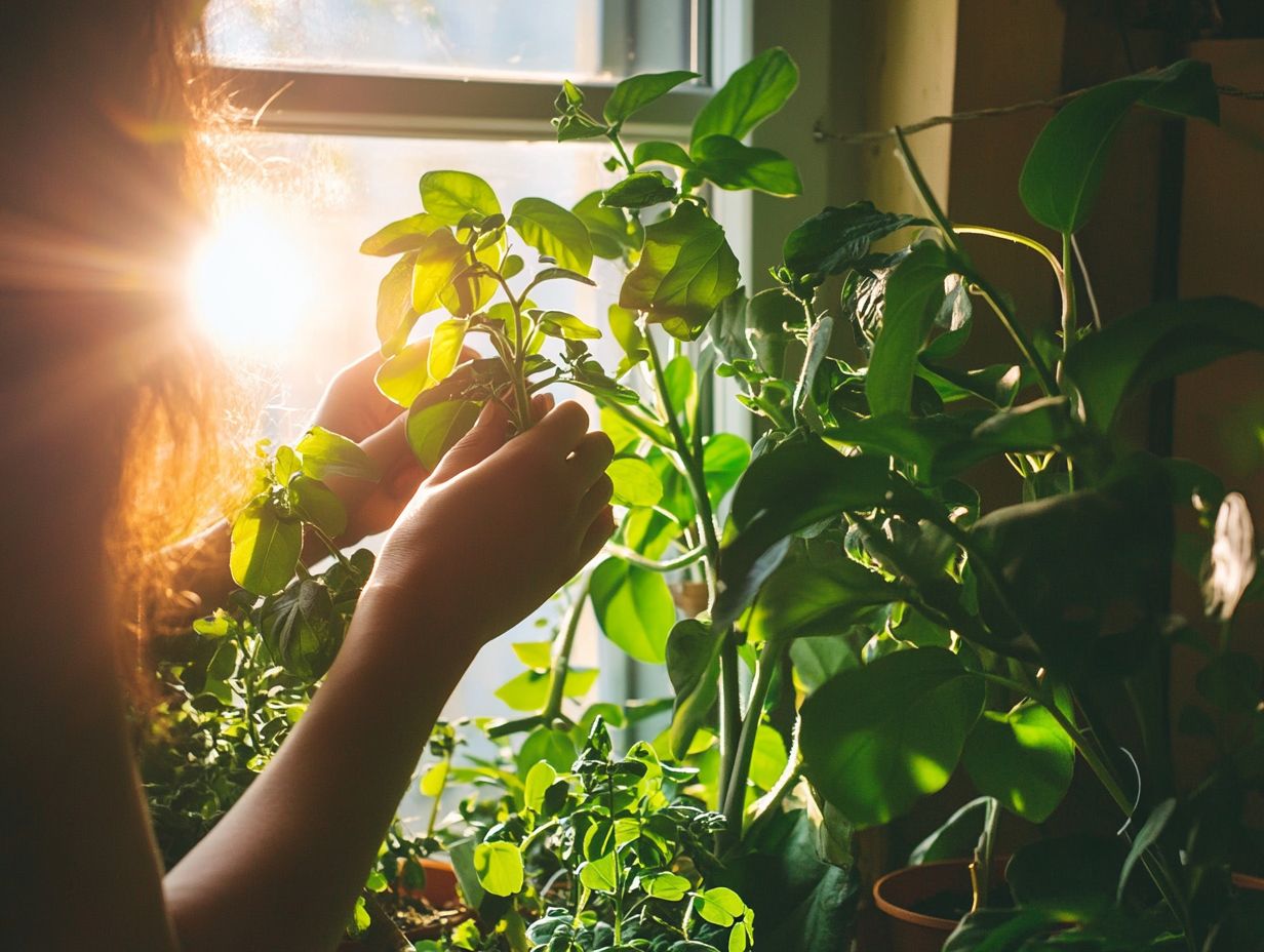 Illustration showing how to adjust light for indoor plants