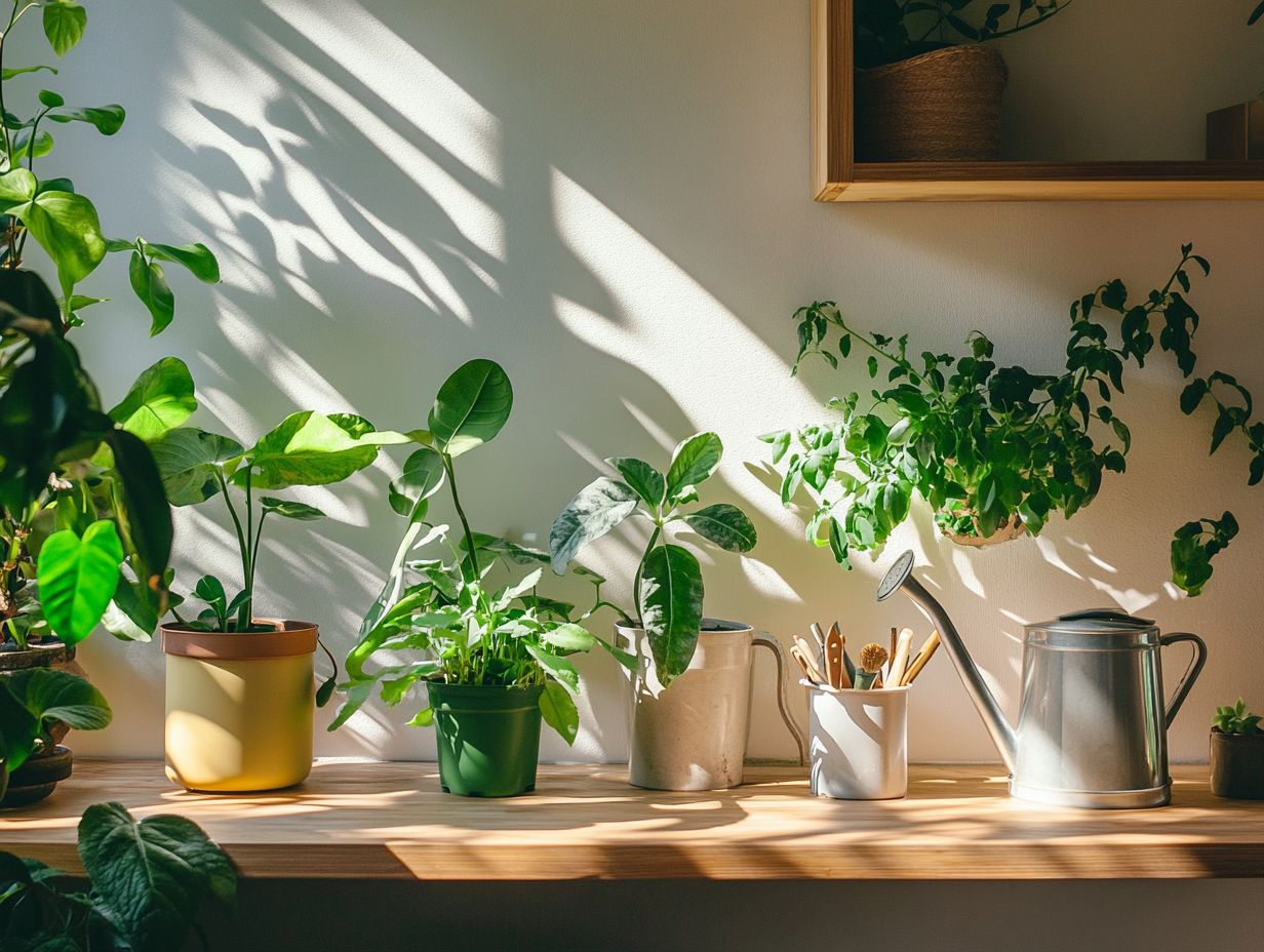 Image of indoor plants showing signs of overwatering