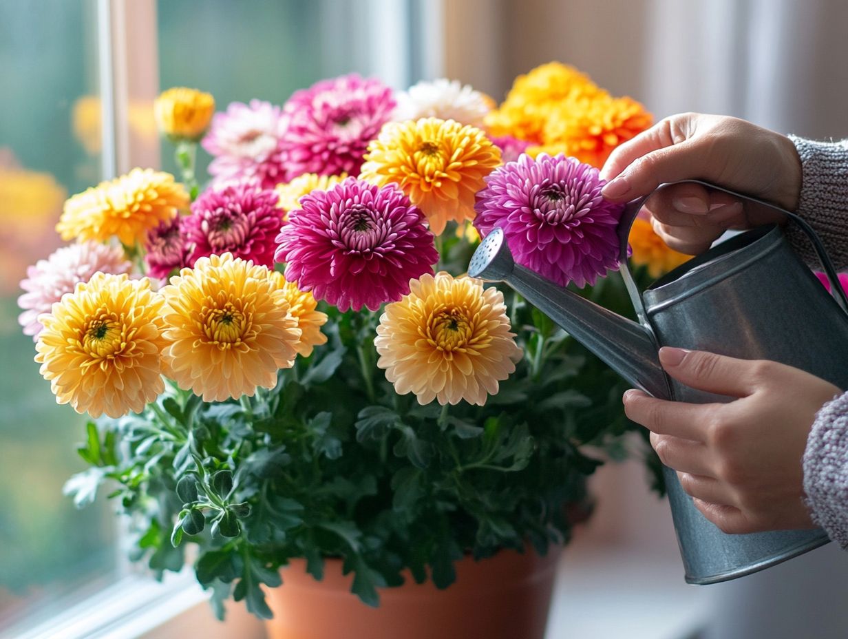 Illustration showing Chrysanthemums in sunlight