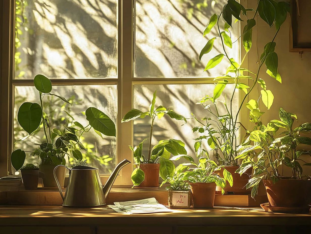 A variety of low light plants thriving indoors