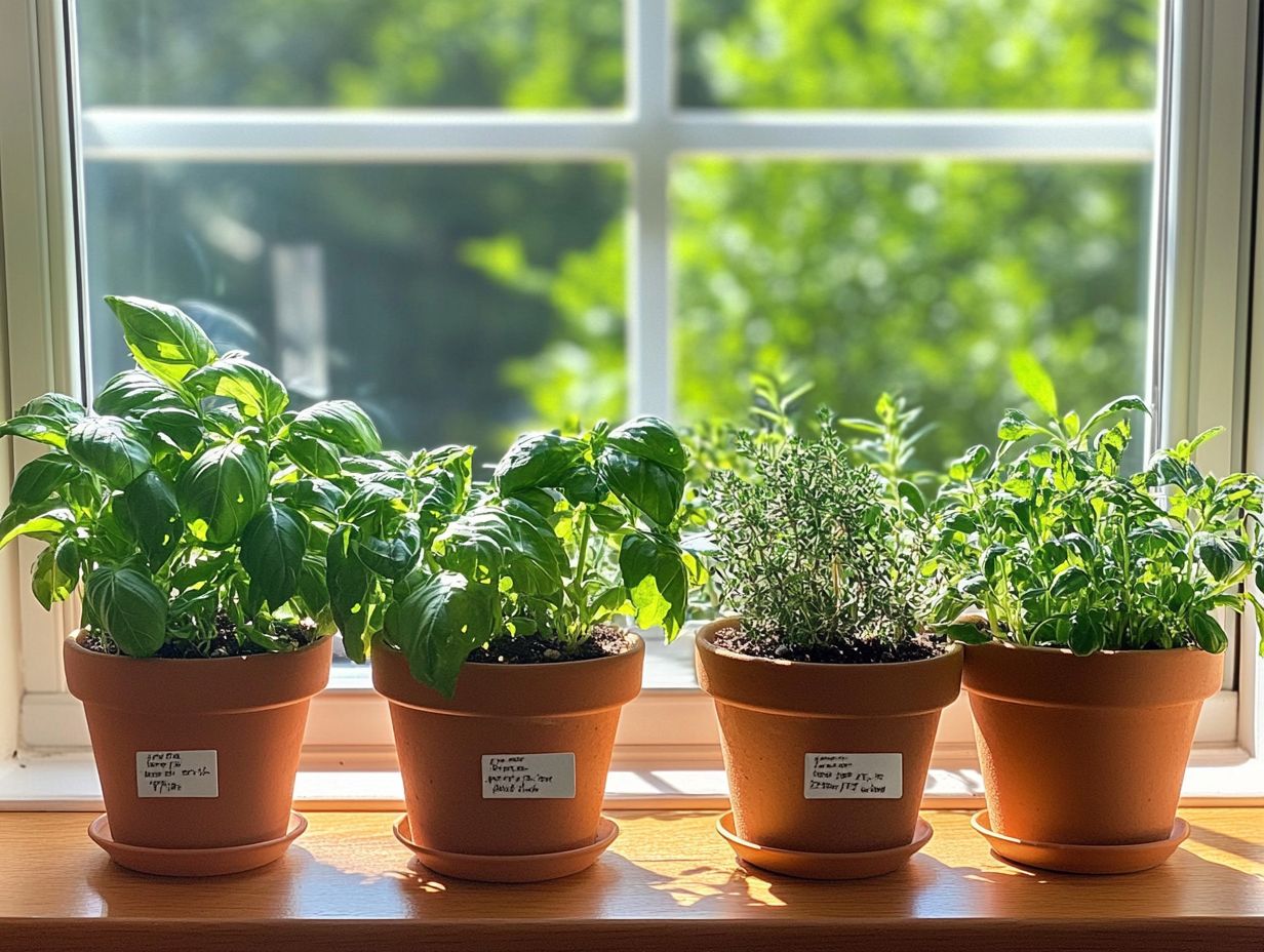 Illustration of various indoor herbs