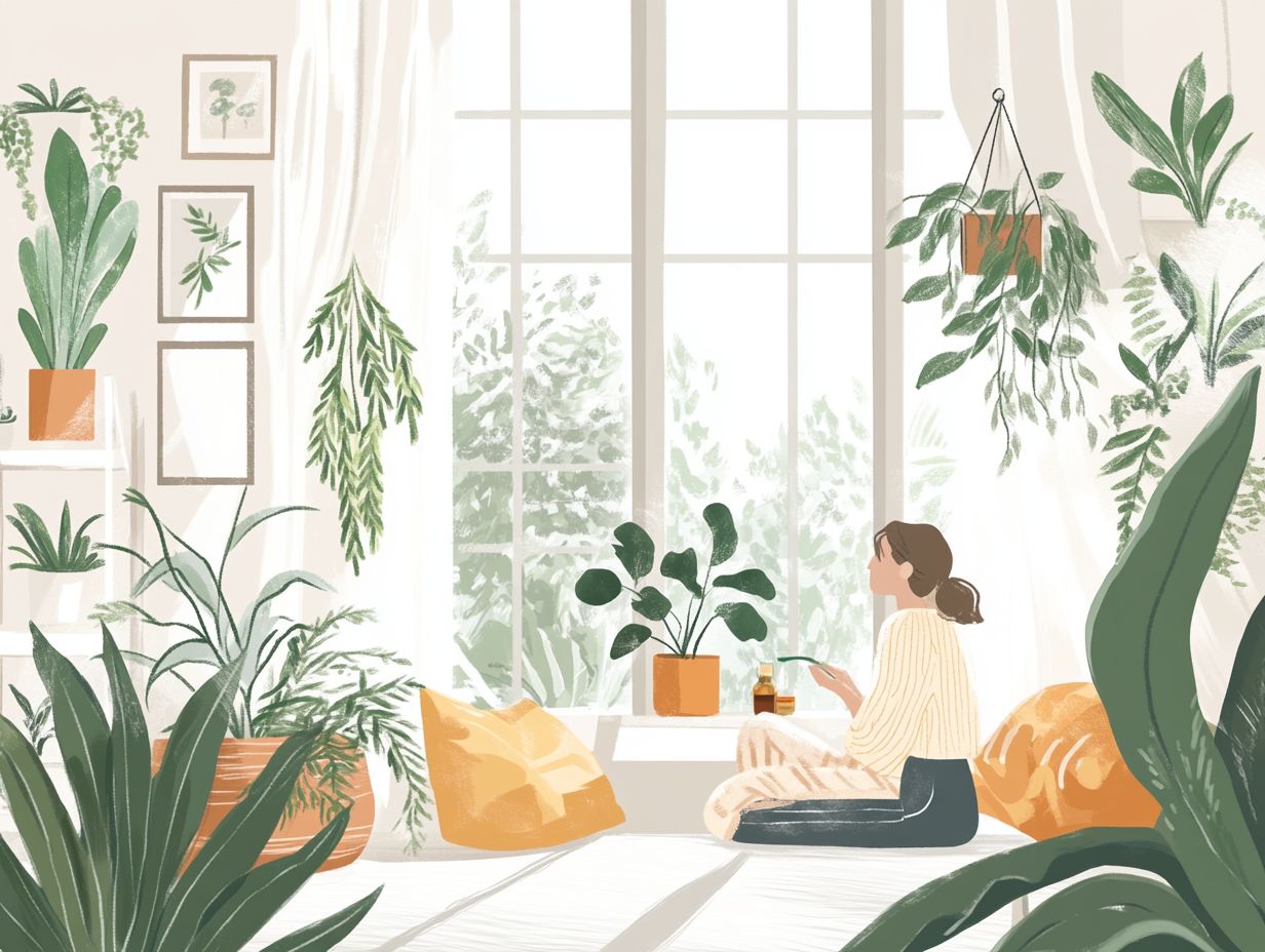 A bright indoor space with plants that improve air quality.