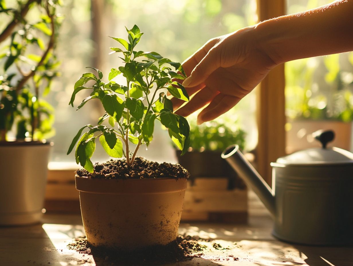 A healthy indoor plant thriving after transplanting.