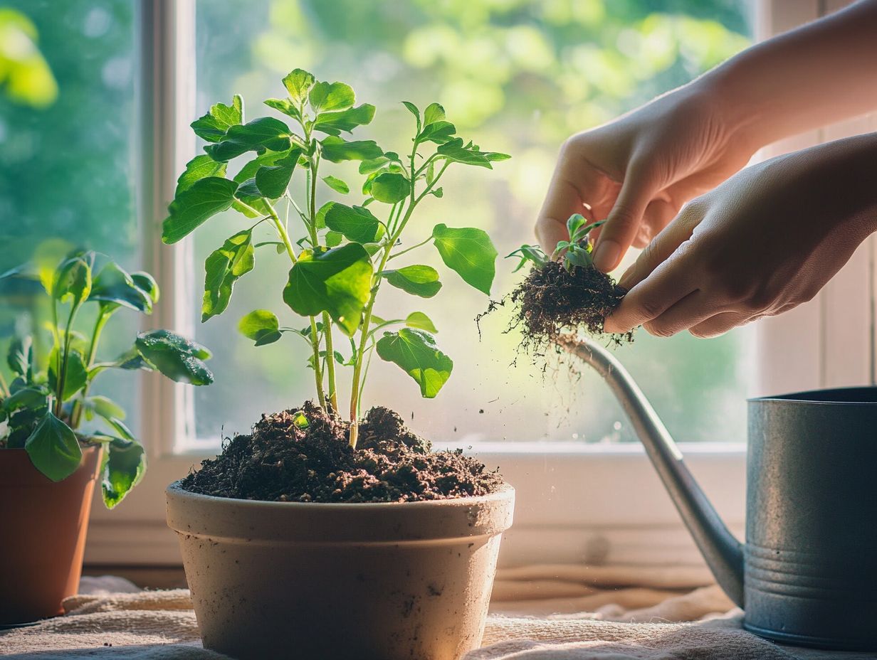 Illustration of indoor plant transplant shock.