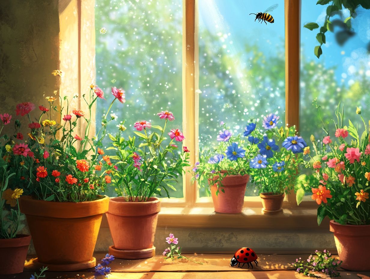 Illustration of plants that attract beneficial insects indoors