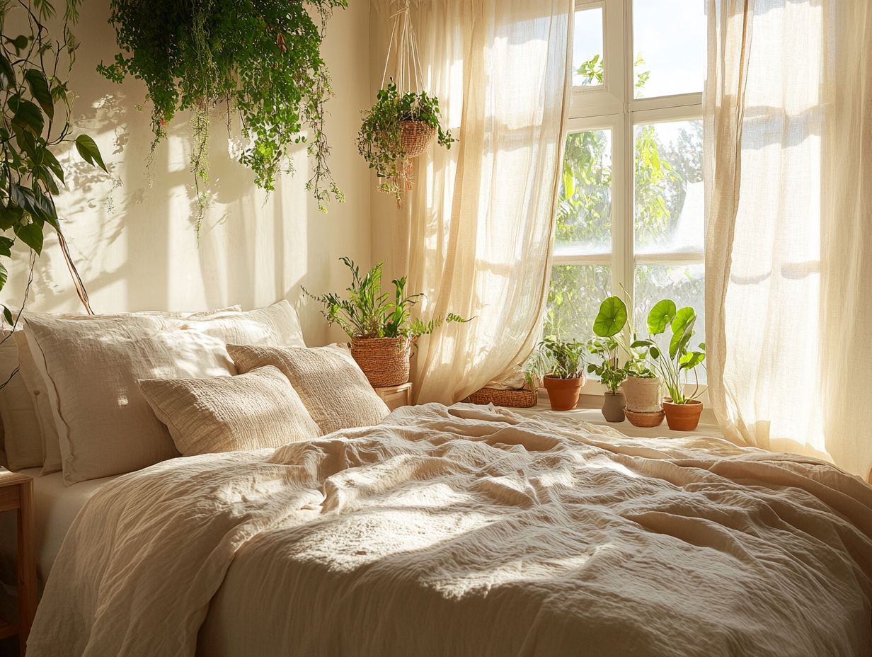 Indoor plants enhancing bedroom ambiance