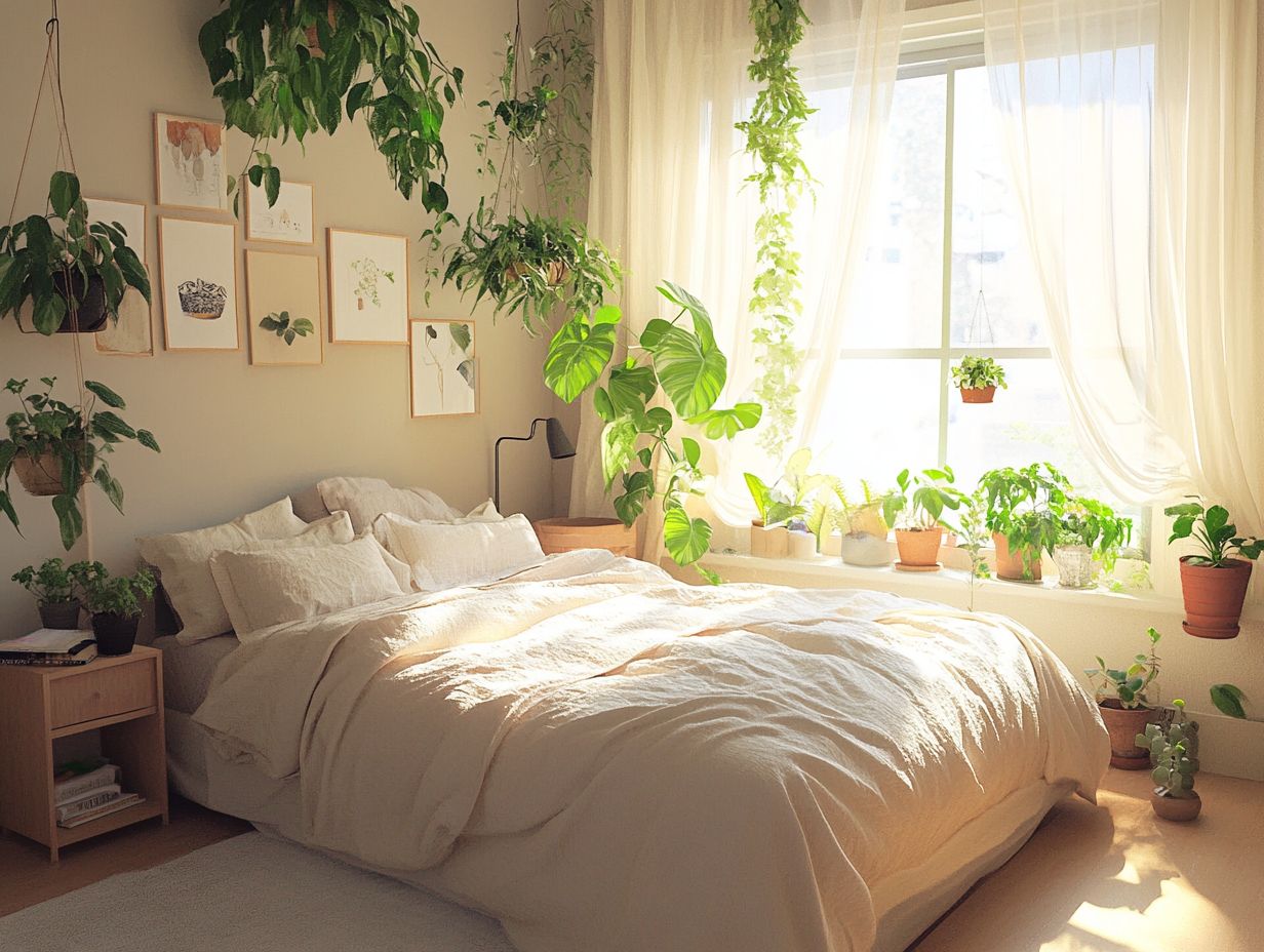 A variety of plants suitable for bedroom decor