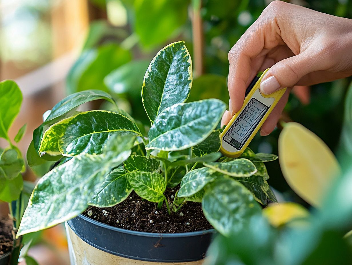 A diagram illustrating soil pH levels and their impact on indoor plants.