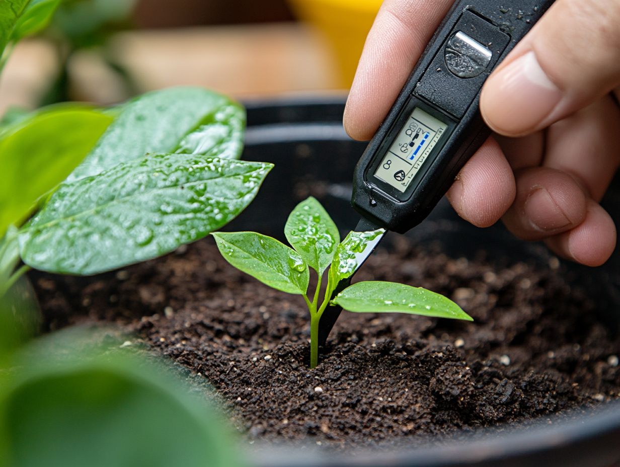 Visual guide on how to use moisture meters for indoor plants