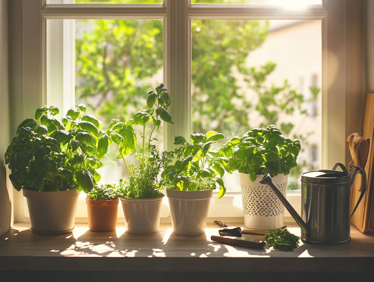 A variety of pots suitable for propagating herbs indoors