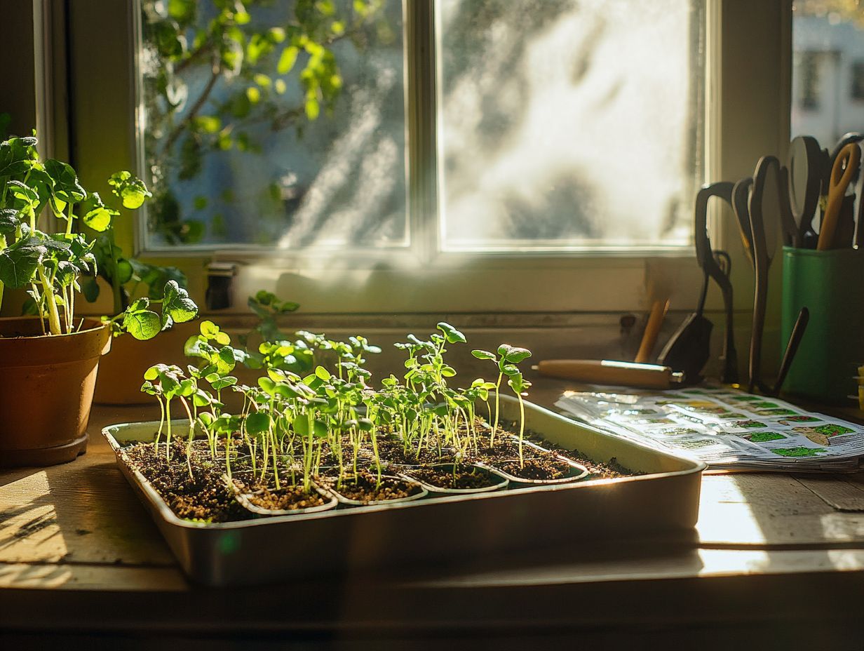 A gardener carefully transplanting seedlings into larger pots