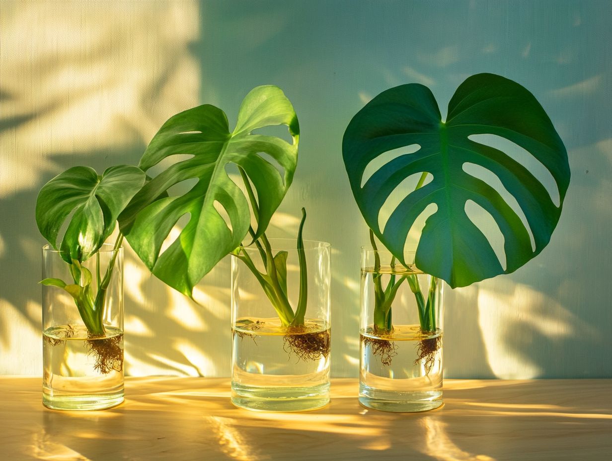 A Monstera plant being propagated through air layering