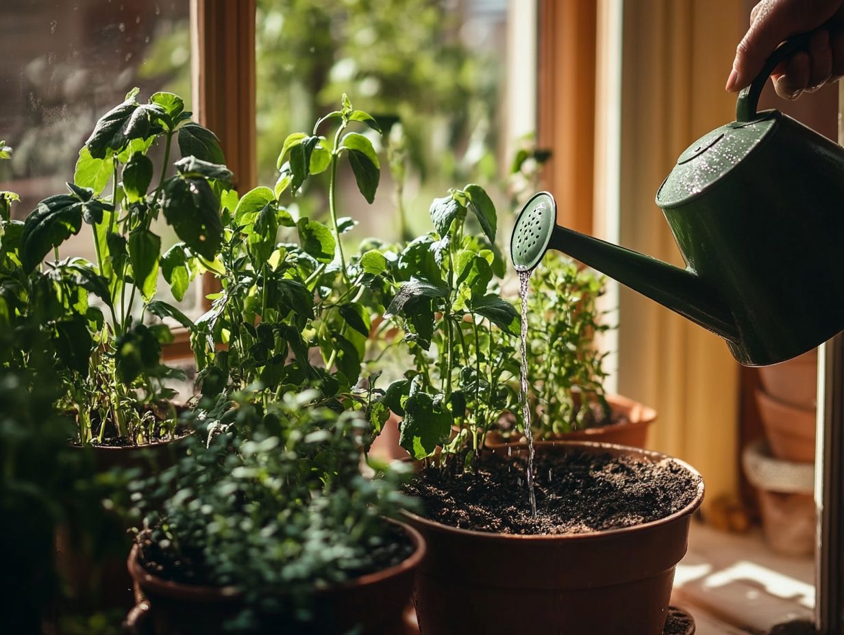 Illustration showing how often to water indoor plants in soil.