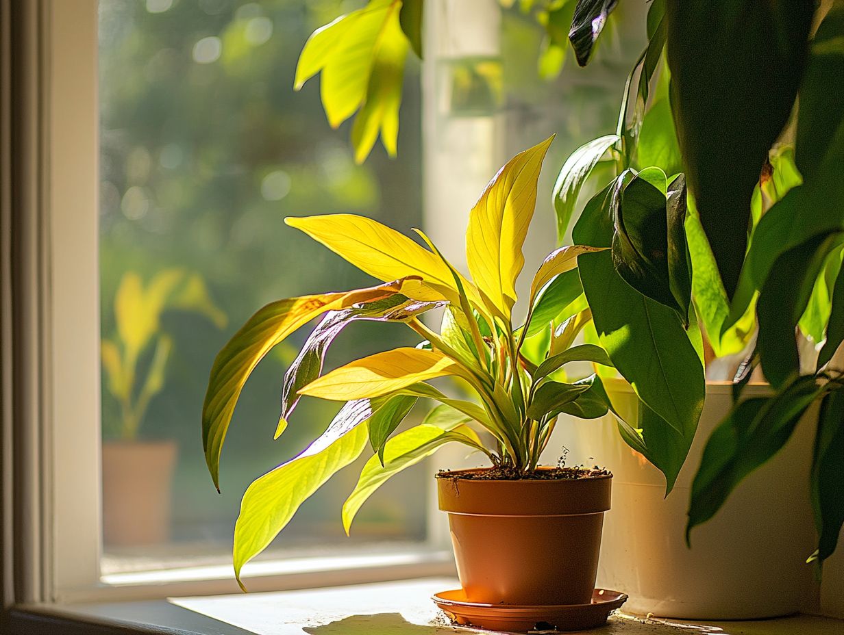 Illustration comparing natural and artificial light sources for indoor plants