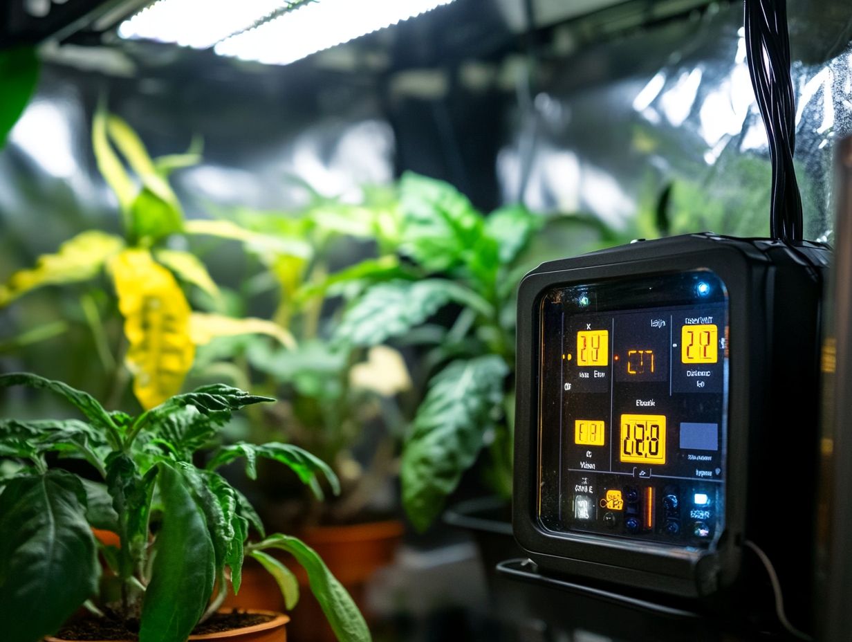 A visual representation of various timer features and customization options for indoor gardening.