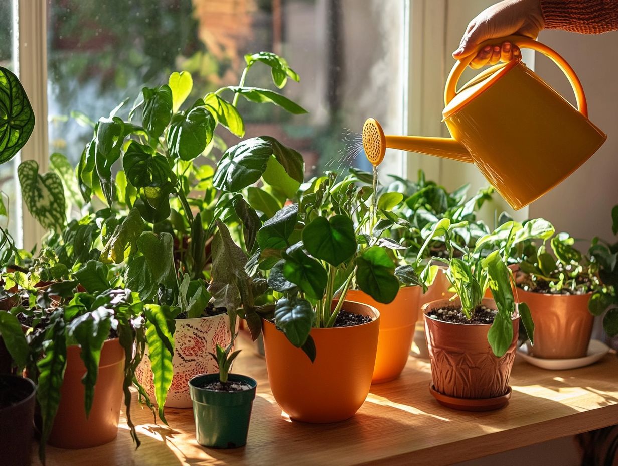 Indoor plants receiving water