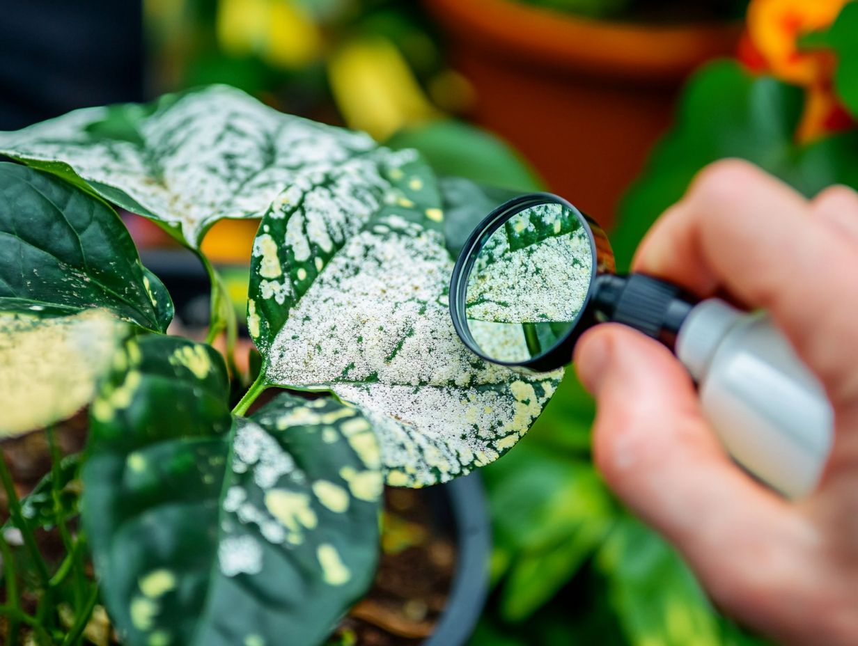 Gardener applying methods to prevent powdery mildew in plants