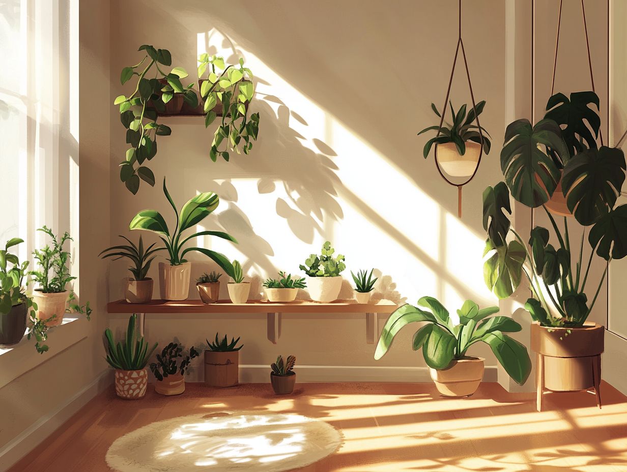 Indoor plants arranged beautifully in a living room