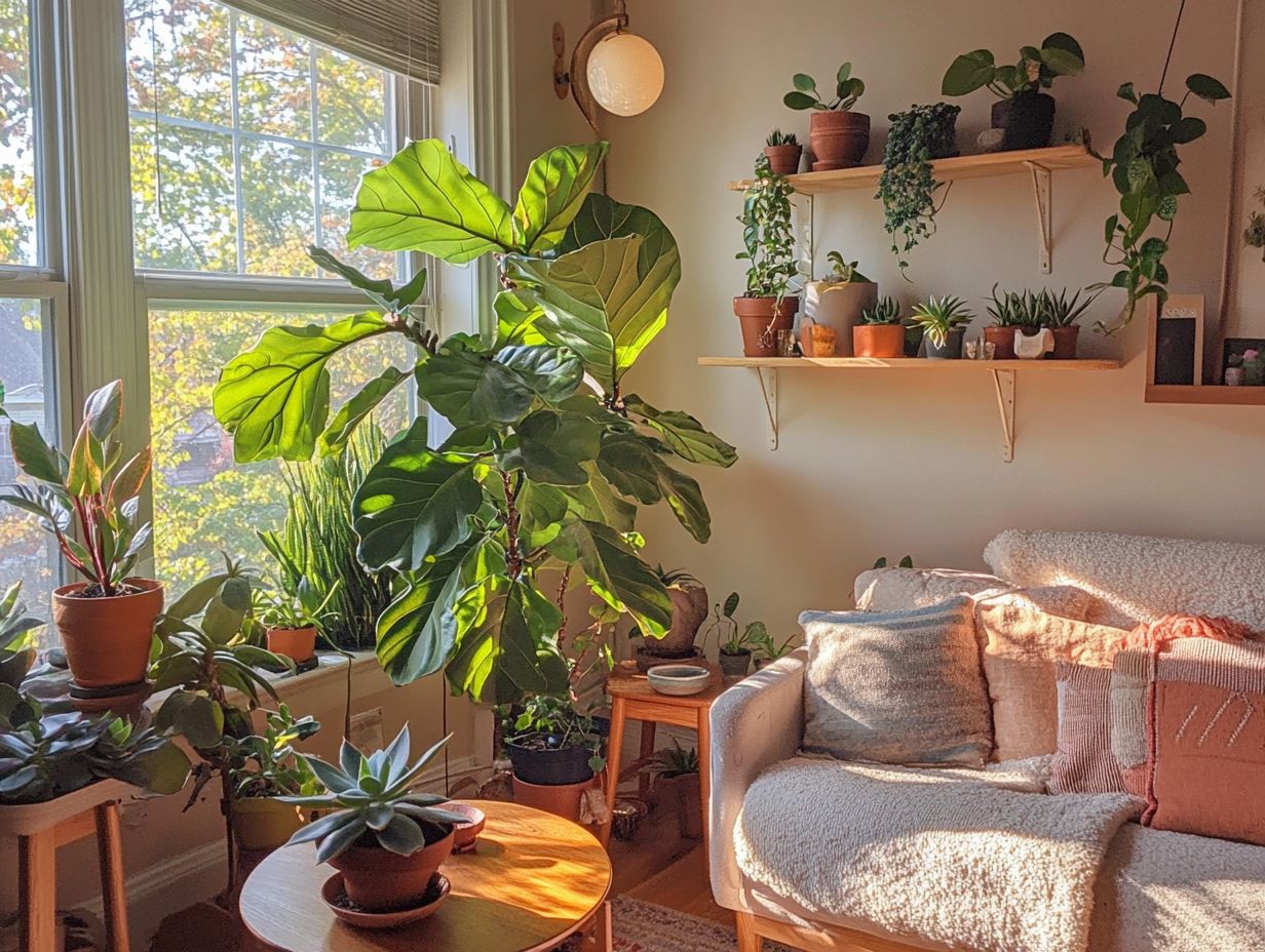 A variety of planters showcasing different indoor plants