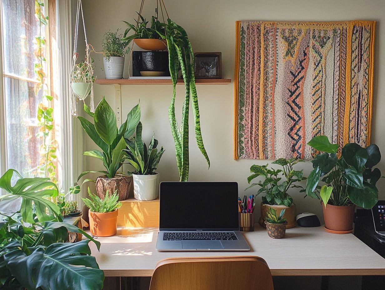 Colorful indoor plants enhancing creativity in an office