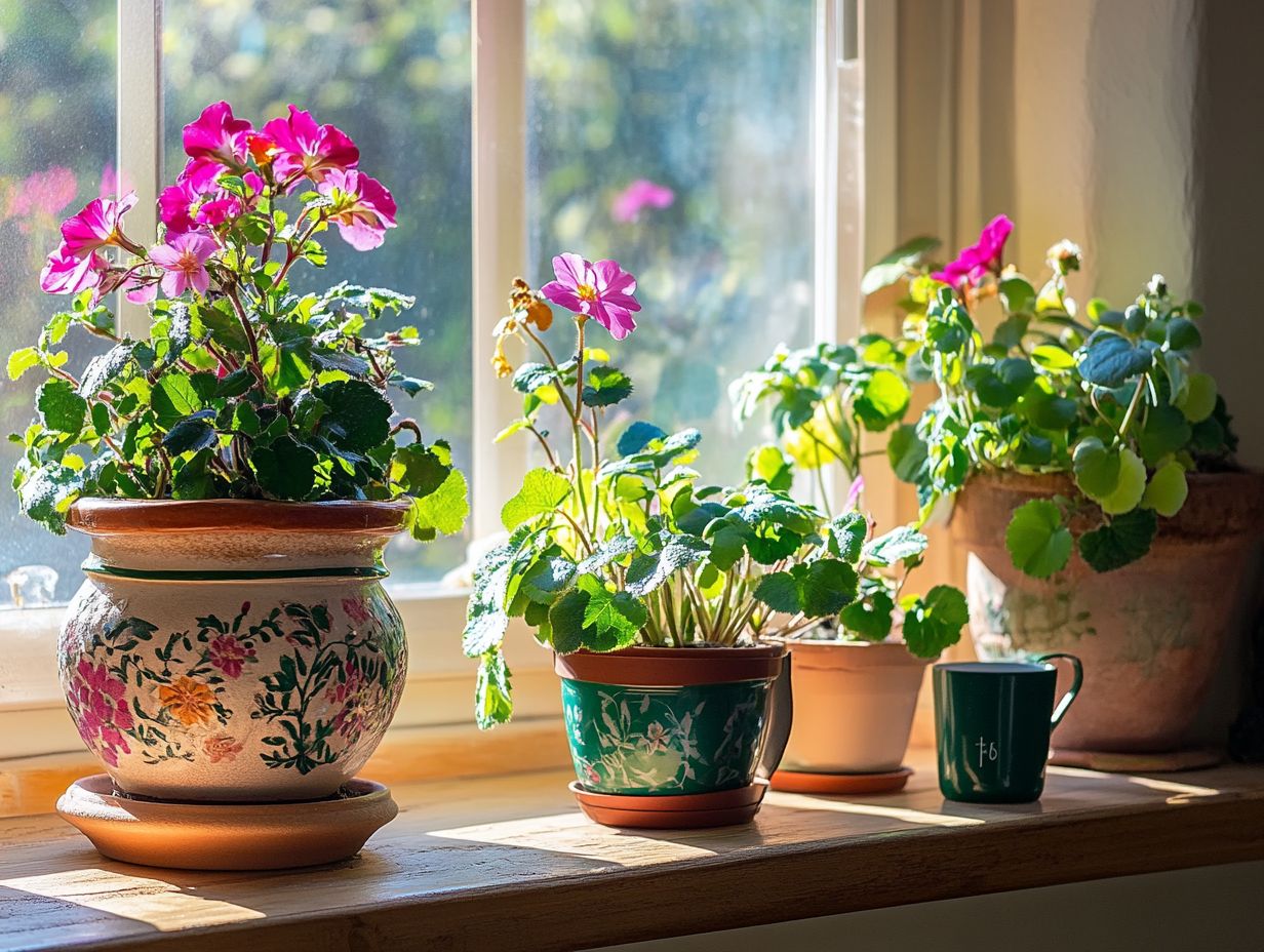 An infographic showing light requirements for flowering indoor plants.