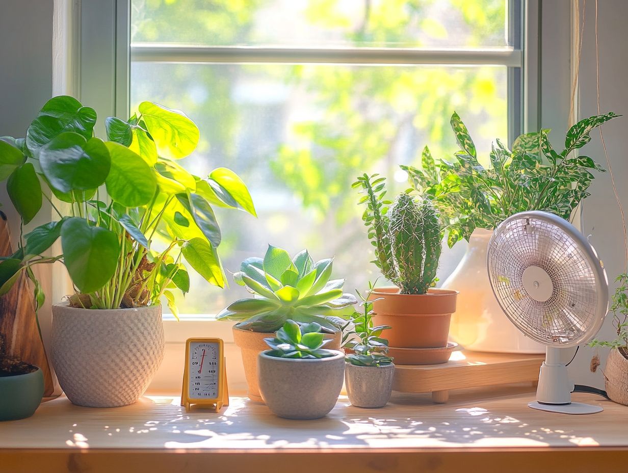 How do I know if my indoor plants are being affected by temperature fluctuations?