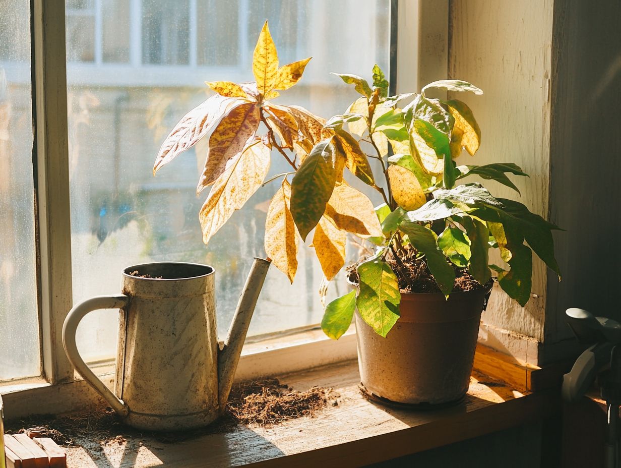 What are the signs of aging in indoor plants?