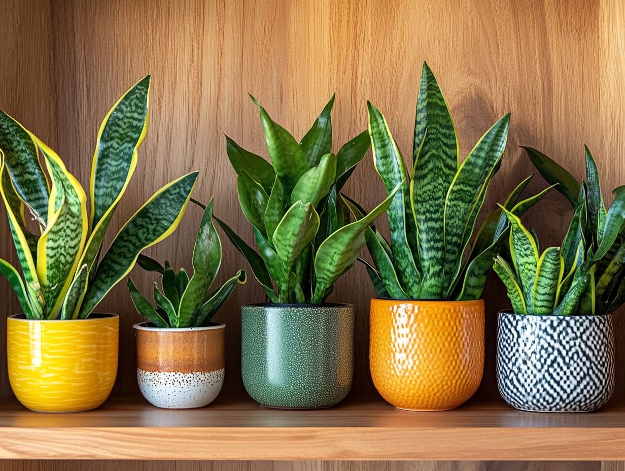 Image showcasing popular snake plant varieties