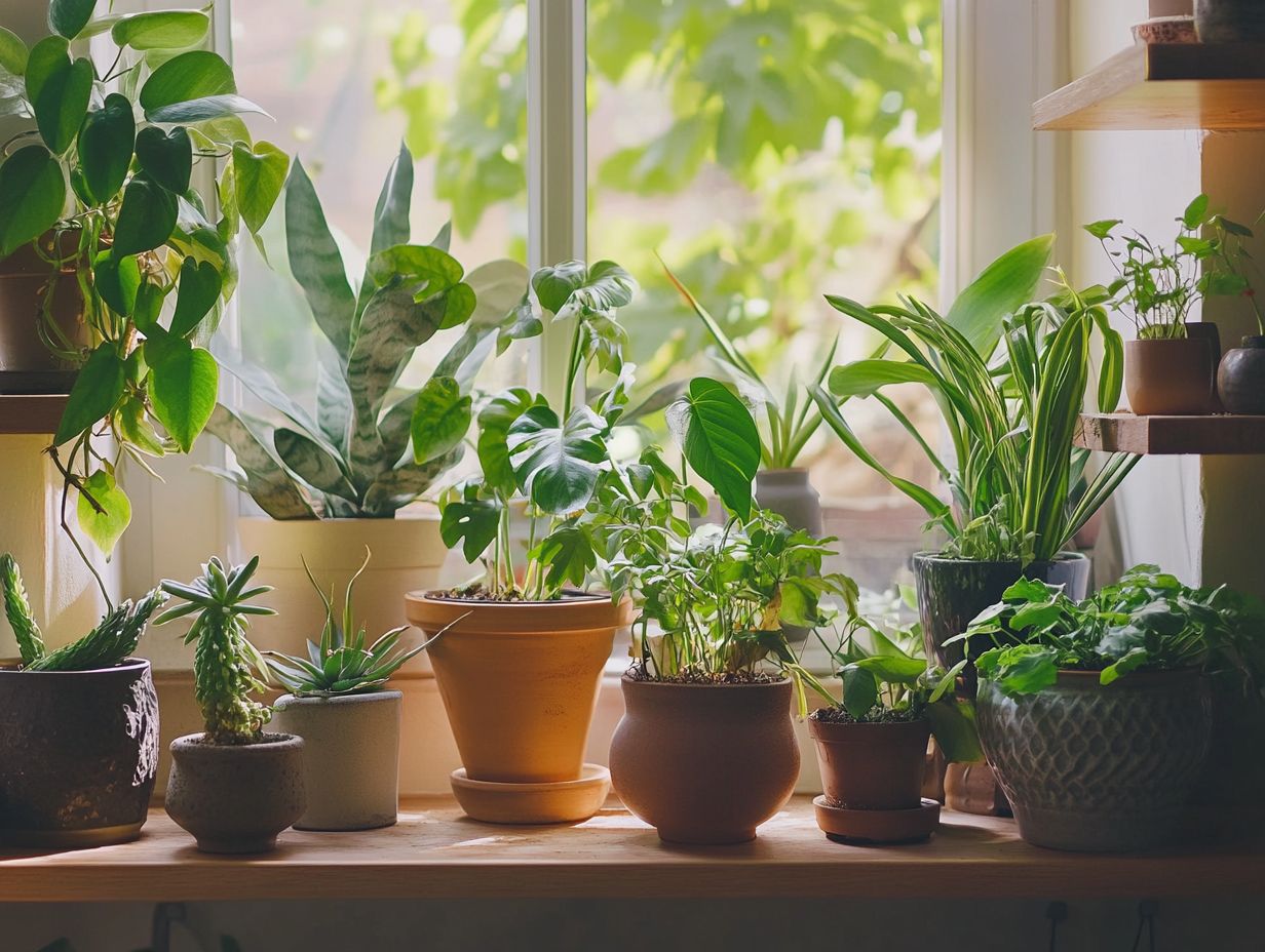 Various indoor foliage plants that can thrive in low light conditions.