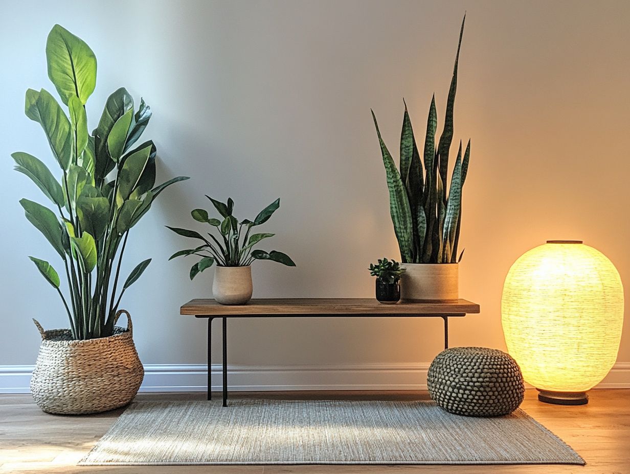 A variety of indoor plants ideal for entryway decoration.