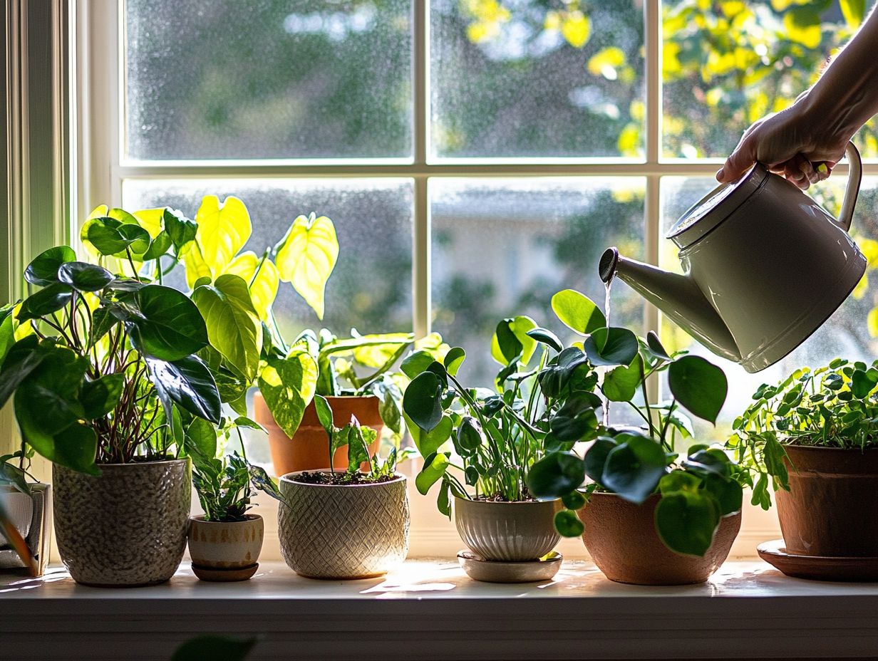 Illustration of effective watering techniques for indoor plants.