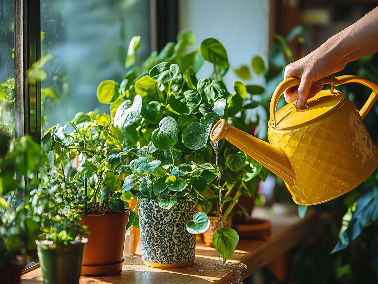 Illustration showing signs of over and under-watering in plants