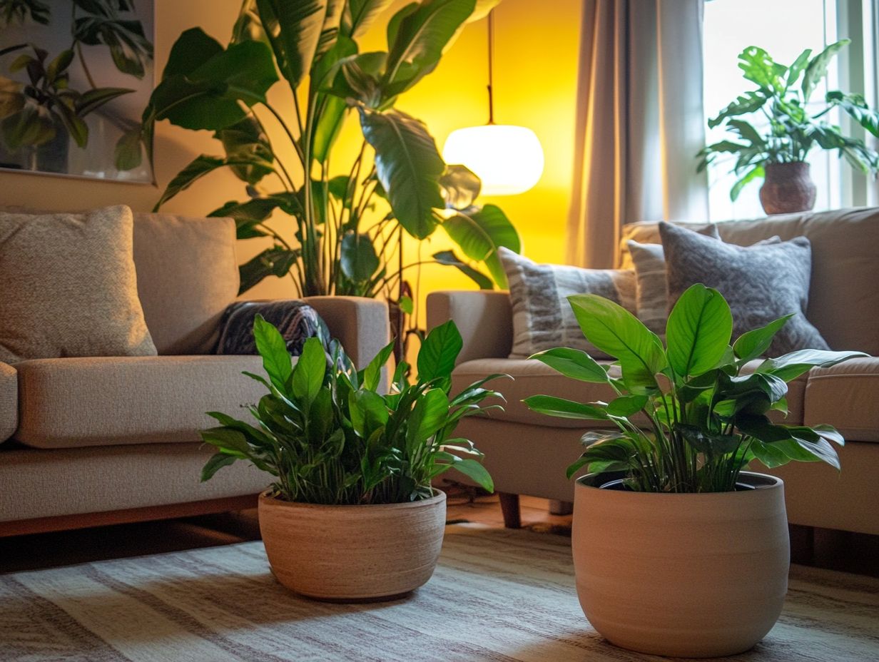 Indoor plants enhancing mood and decor in a living space