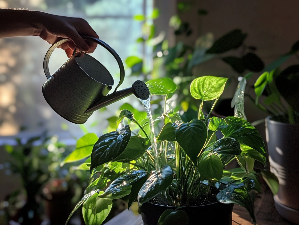 Illustration of Proper Techniques for Watering Indoor Plants to Promote Healthy Growth