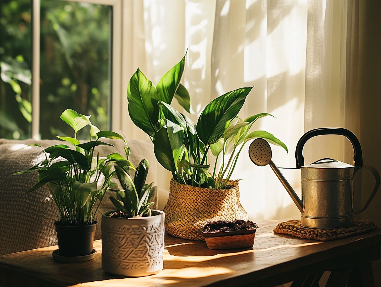 A variety of indoor plants thriving in natural light.