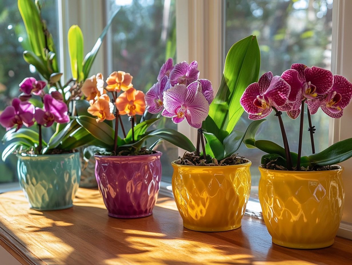 Beautiful indoor orchids displayed in a home setting