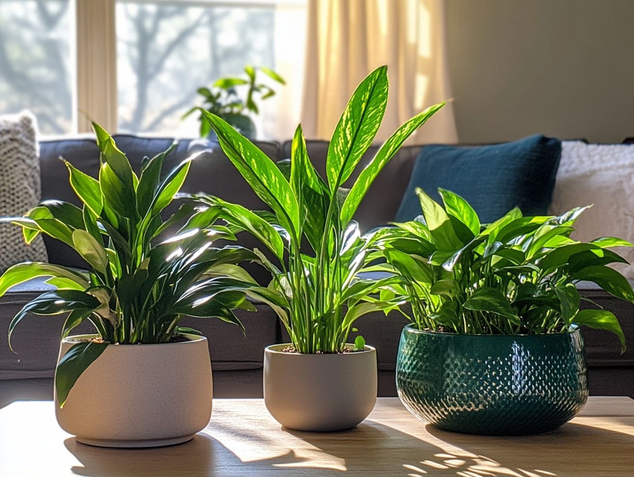 A healthy Spider Plant with arching leaves in a vibrant indoor setting.